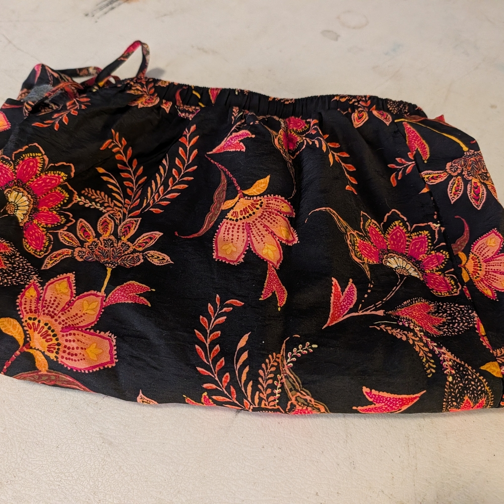Torrid Black Shorts with Pink and Orange Floral Design 2